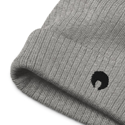 Ribbed Knit Beanie - Black Logo